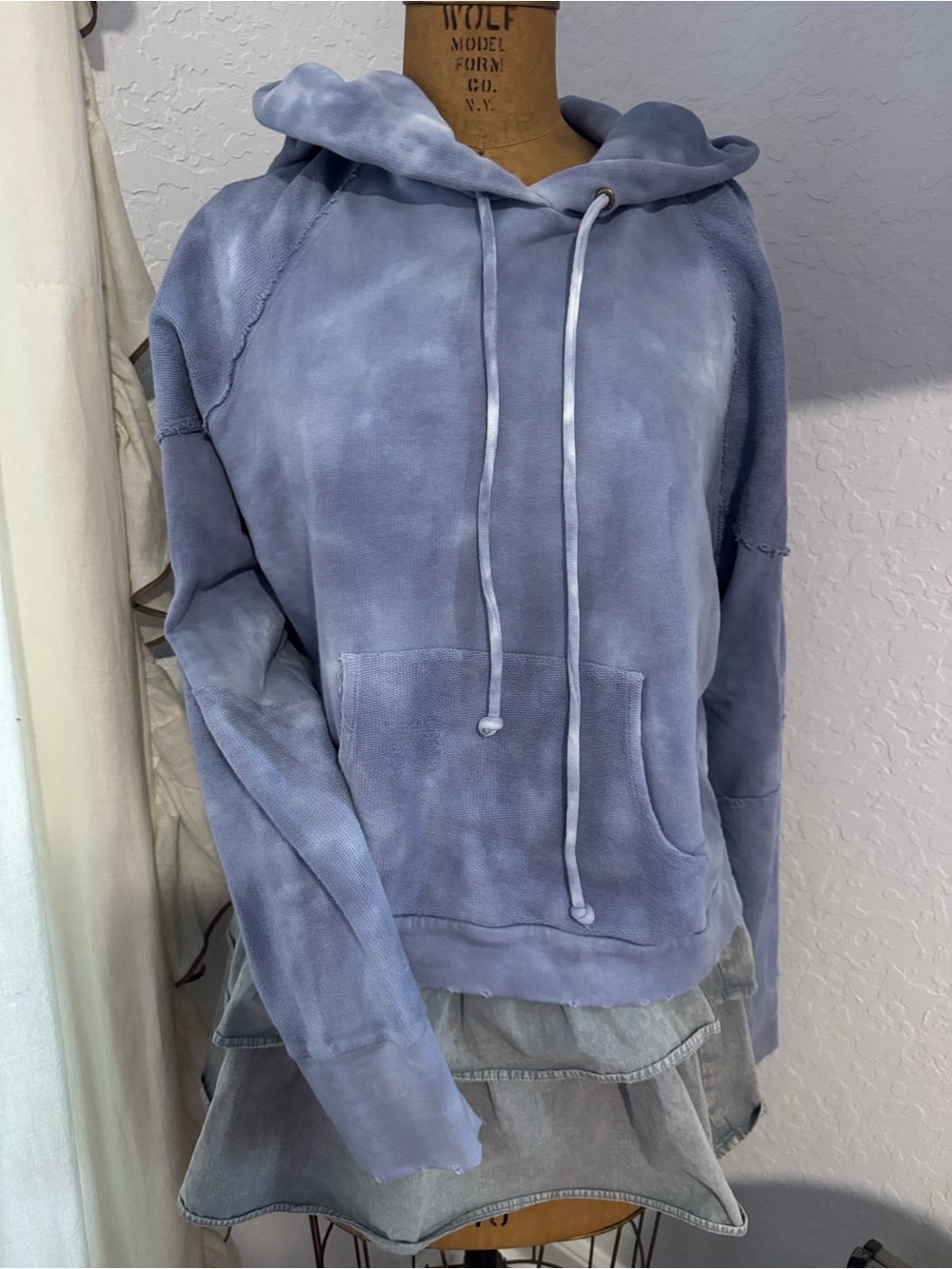 LoveShackFancy Anarosa washed denim Drawstring Hoodie.